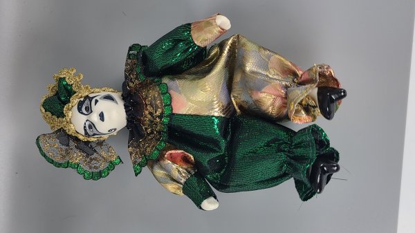 No Name Manufacture, Green Multi Color Jester, Porcelain, TU25-0048