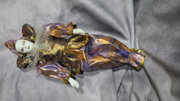 No Name Manufacture, Purple/Multi Color, Jester, Porcelain, TU25-0097