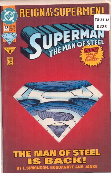 Superman, The Man Of Steel, Comic, Issue 22, TU2412-225