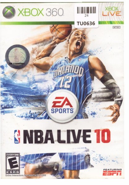 X Box 360, NBA Live 10, Game, TU24-0636