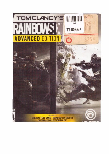 X Box One, Rainbow 6, Advanced Edition, Game, TU24-0657