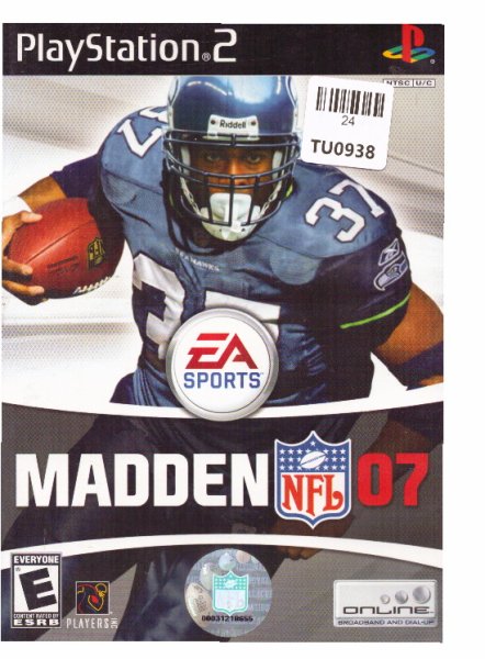 Sony, Play Station 2, Madden 07, Game, TU24-0938