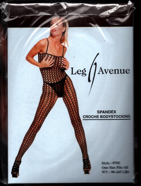 Leg Avenue, Spandex, Crochet, Body Stocking, LA8705, WHT, FA-LA8705-WHT