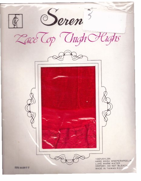 Serena Lingerie, Ultra Sheer, Lace Top, Back Seam, Thigh Hi, LS988, Red, FA-LS988-RED