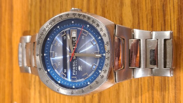 Fossil, Blue, Day, Date, Watch, TU24-0297